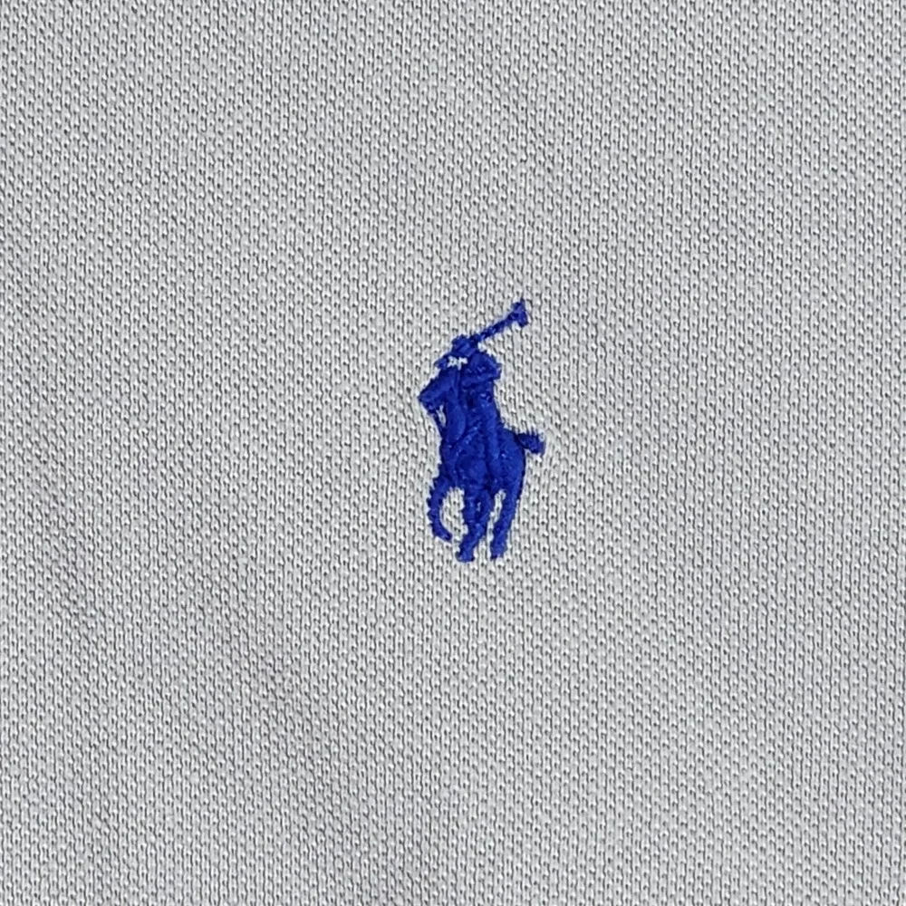 Polo Ralph Lauren Pique Polo Shirt Mens XXL Gray Blue Pony Classic Fit Short Slv